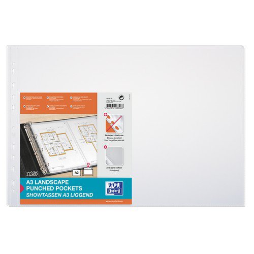 Elba Oblong Pocket 120 Micron A3 Clear Pack 25