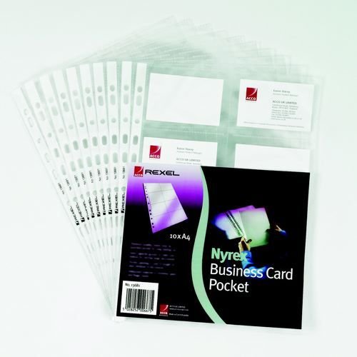 Rexel Nyrex Business Card Pocket Pack 10