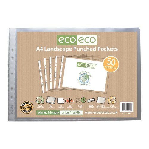A4 100% Recycled Bag 50 Landscape Multi Punched Pockets