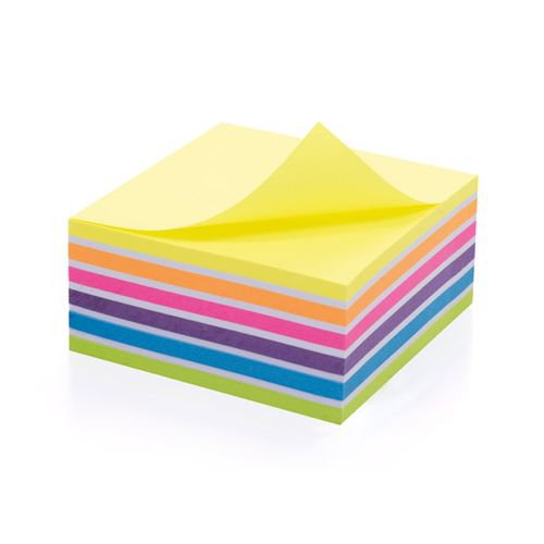 Initiative Sticky Notes Neon Cube 400 Sheets Assorted Colours 76x76mm Pack 2 Repositional Notes PI1313