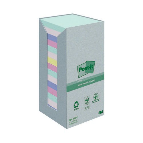 Post-it Notes Recycled Pastel Rainbow Tower Pk16