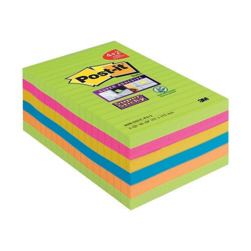Postit Super Sticky XXL Notes Rainbow 101x152mm (PROMO 4XXL + 2 FOC)