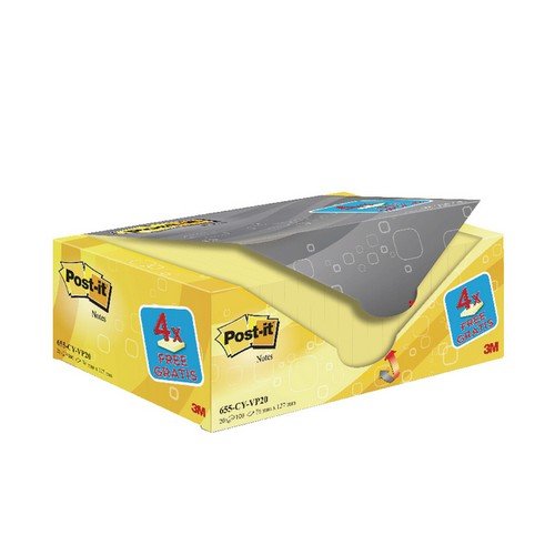 Postit Yellow Notes value Packs 76x127mm 20 Pads