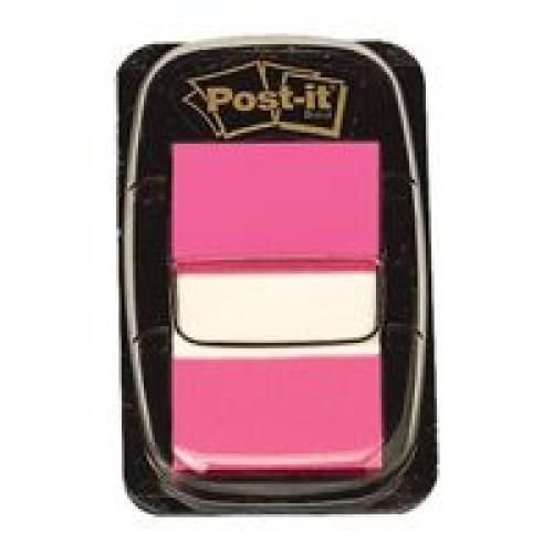 3M PostIt Index 25mm 1 Inch Bright Pink 50 Tabs