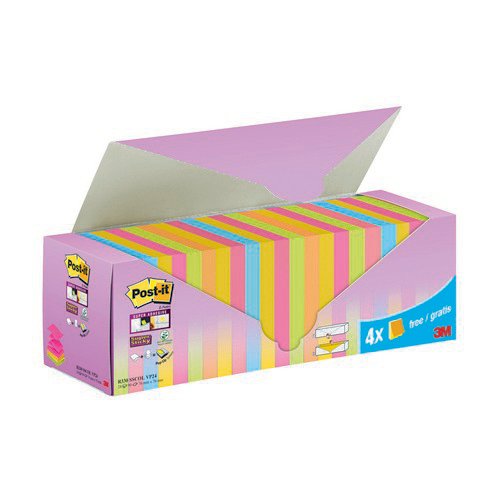 Postit Sticky ZNotes Colour Cabinet 76x76mm (Pack of 24) 7100236587 Repositional Notes PI5731