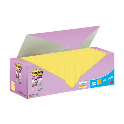 Postit Super Sticky ZNotes Canary Yellow Cabinet 76x76mm (Pack of 24) Repositional Notes PI5732