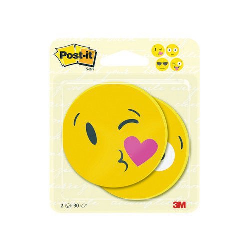 Postit Notes Emoji Shape 30 Sheets 70 x 70mm (Pack of 2) 7100236592 Repositional Notes PI5734