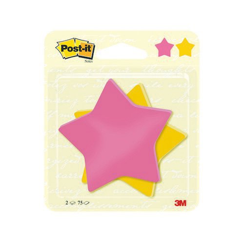 Postit Notes Star Shape 75 Sheet 70.5 x 70.5mm (Pack of 2) 7100236274 Repositional Notes PI5736