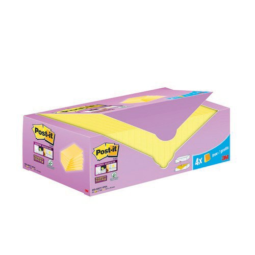 Postit Super Sticky Notes Canary Yellow Cabinet 127x76mm (Pack of 24) Repositional Notes PI5741