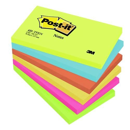 3M PostIt Notes 5x3 Energetic Pack 6