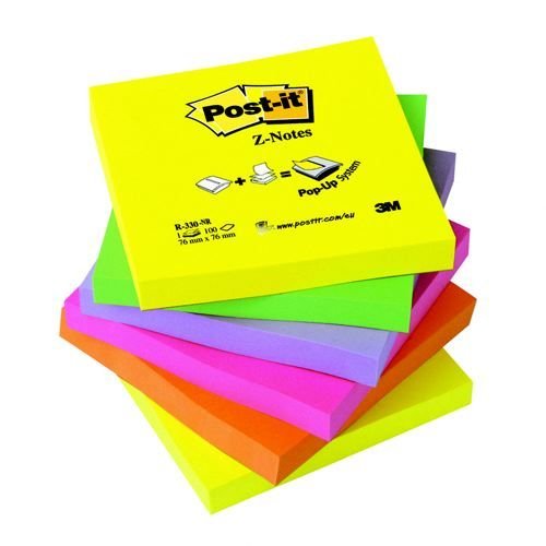 3M PostIt Z Notes 3x3 Inches Ultra Colour Pack 6