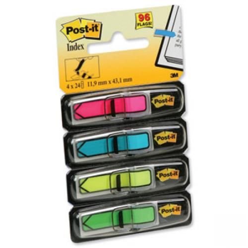 3M PostIt Index Arrows 4 Neon Colours Packed 96