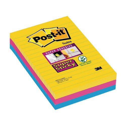 Postit Super Sticky XXL Lined Notes Rio 101x152 Pack 3
