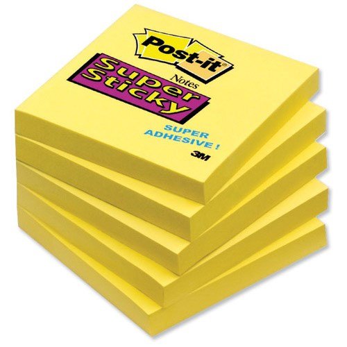 Postit Super Sticky Removable Notes Pad 90 Sheets 76x76mm Yellow
