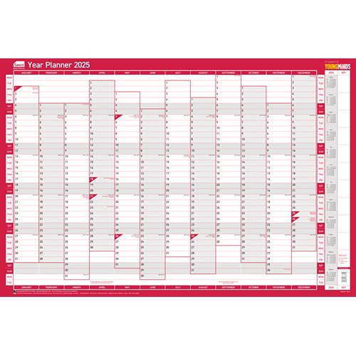 Sasco Year Planner 2025 Vertical Unmounted Dated Planners PL1110