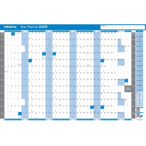 Initiative 2020 13 Month Year Planner Unmounted 915mm X 610mm