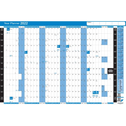 Q-Connect Year Planner Mounted 2022 855 x 610mm