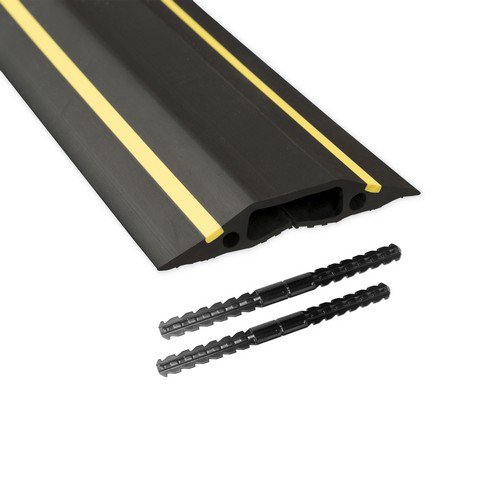D-Line Floor Cable Cover 80mm Wide Black and Yellow Hazard complete with Connectors