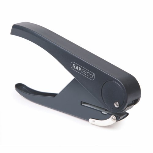 Rapesco Sole Single Hole Punch Black Metal Paper Chamber And Metal Parts Ergonomic Handle Grip