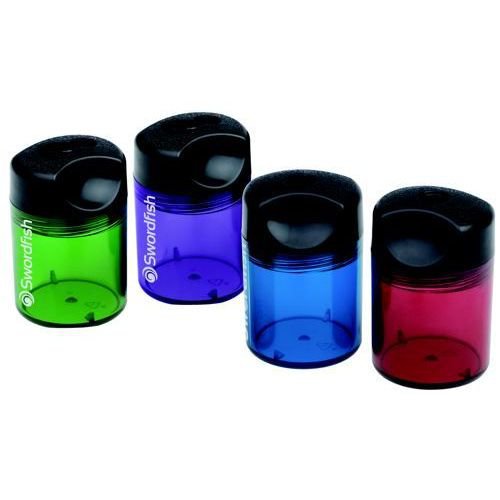Swordfish Canister Sharpener Double Hole Assorted Colours Pencil Sharpeners PS9191