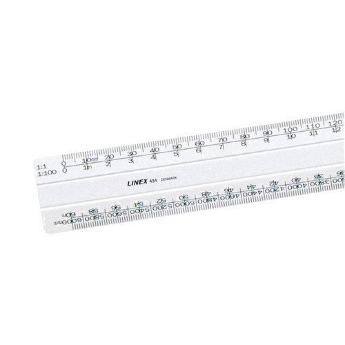 Linex Flat Scale Ruler 1:1 1:20500 30cm White LXH 434