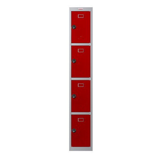 Phoenix PL Series PL1430GRC 1 Column 4 Door Personal Locker Grey Body/Red Doors with Comb Locks