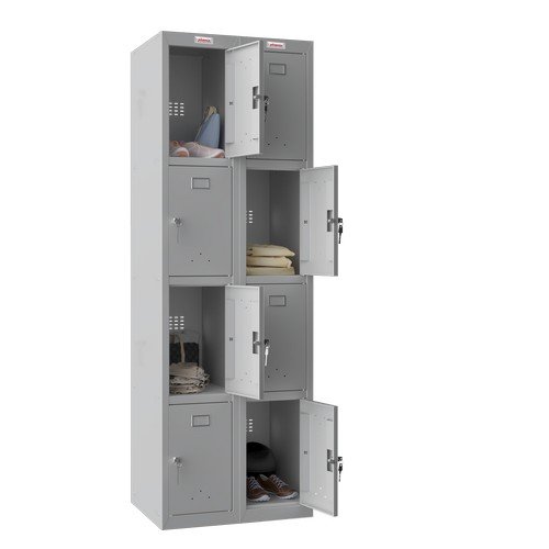 Phoenix PL Series PL2460GGK 2 Column 8 Door Personal Locker Combo in Grey with Key Locks