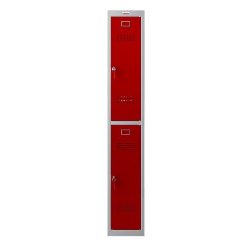 Phoenix PL Series PL1230GRK 1 Column 2 Door Personal Locker Grey Body/Red Doors with Key Locks
