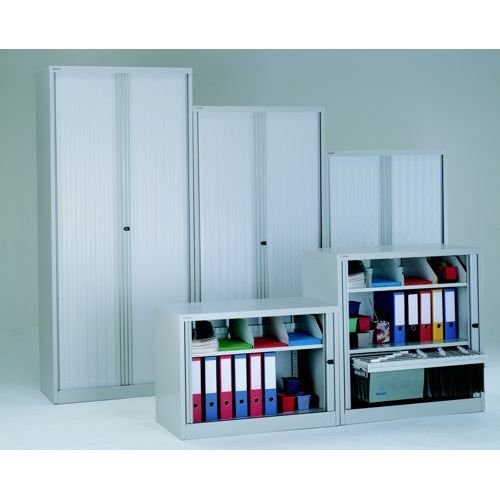 Bisley Side Tambour Cupboard 87 Inches Goose Grey