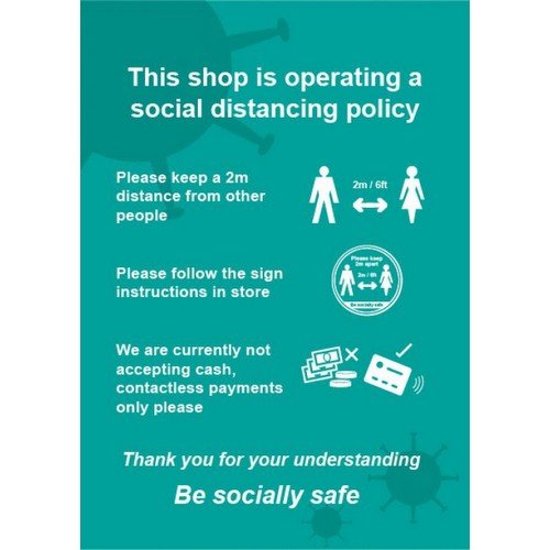 Social Distancing Rigid PVC Sign This Shop Is Operating A Social Distancing Policy C (148mm x 210m
