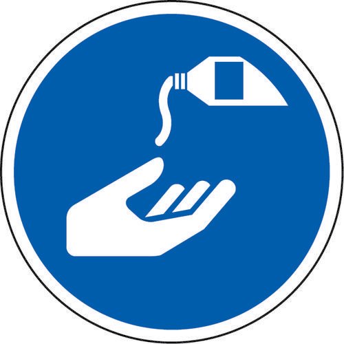 Blue Social Distancing Floor Graphic Use Hand Sanitiser (400mm dia.)