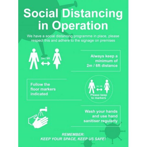 Social Distancing in Operation 3mm Foamex Sign (600 x 800mm)