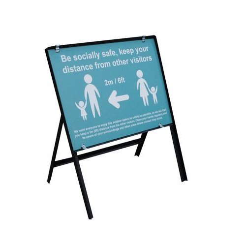 Turquoise Social Distancing Temporary Sign Be Socially Safe (600 x 450mm)