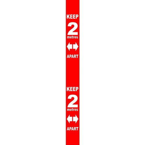 Red Social Distancing Self Adhesive Semi Rigid PVC Wall Distance Marker (800 x 75mm)