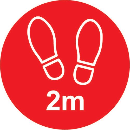 Red Social Distancing Floor Graphic 2m Apart (200mm dia.)