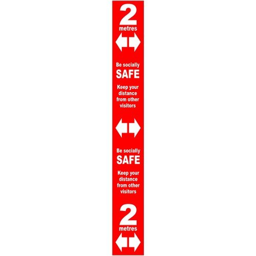 Red Social Distancing Self Adhesive Semi Floor Distance Marker (800 x 100mm)