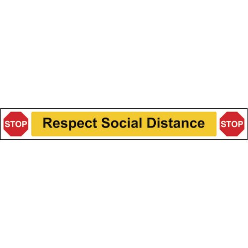 Social Distancing Wall And Floor Graphic Self Adhesive Vinyl (800 x 100mm) - STOP Respect Social Dis