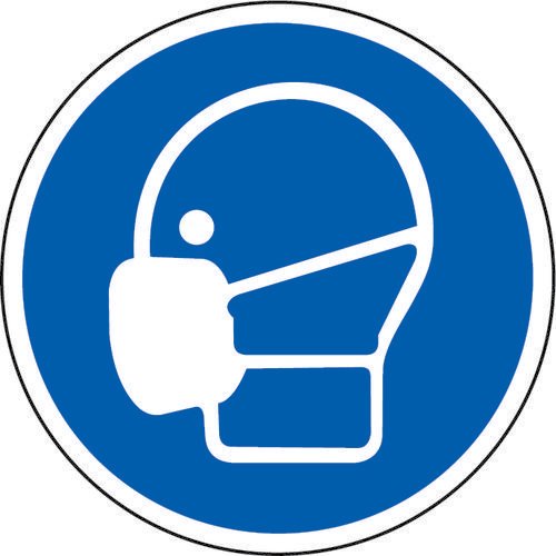 Blue Social Distancing Floor Graphic Wear Face Mask (200mm dia.)