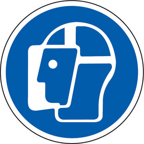 Blue Social Distancing Floor Graphic Wear Face Shield (200mm dia.)