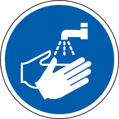 Blue Social Distancing Floor Graphic Wash Hands (200mm dia.)