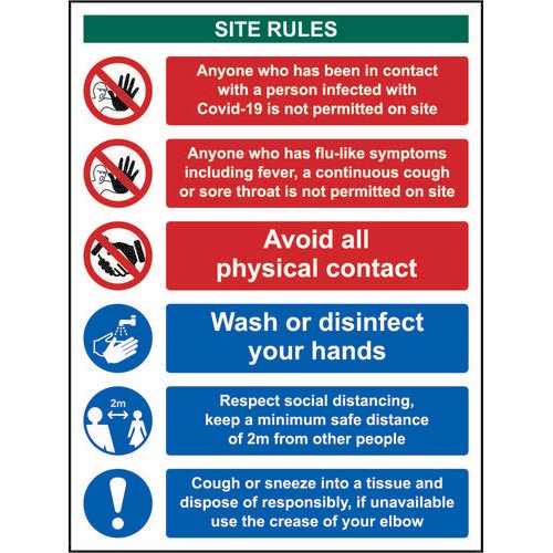 Social Distancing Rigid PVC Sign (300 x 400mm) Covid19 Reception Safety Notice