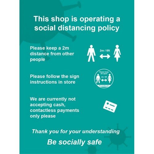 Social Distancing Window Cling Vinyl This Shop Is Operating A Social Distancing Policy A (300mm x