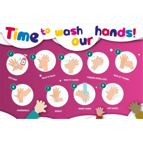 Hand Hygiene Rigid PVC Sign Time To Wash Our Hands (600mm x 400mm)