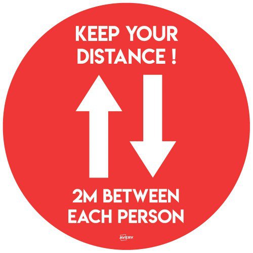 Avery COVID-19 Red Social Distance Circular Floor Sticker 405mm Dia. 2 per pack