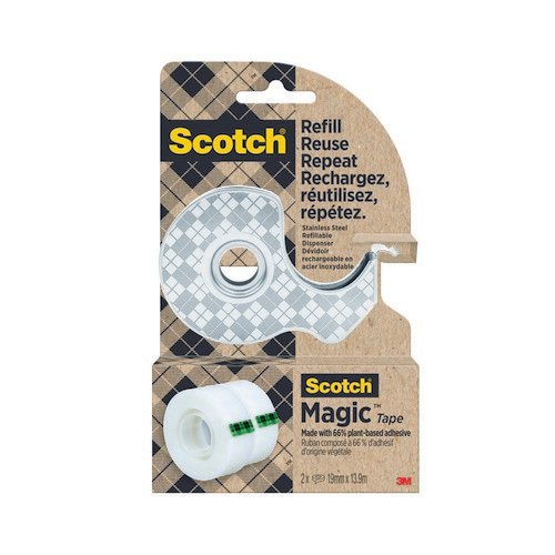 Scotch Stainless Steel Tape Dispenser + 2 Magic Tape Rolls 7100334048