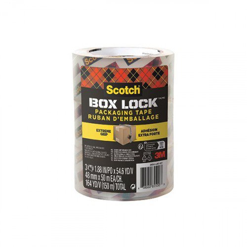 Scotch Box Lock Packing Tape 3in Core (Pack of 3) 3950LR3DC