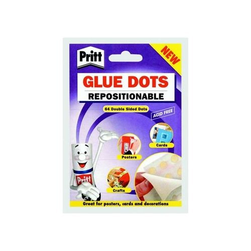 Pritt Glue Dots Acid-Free on Backing Paper Repositionable 64 per Wallet