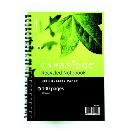 Cambridge Recycled Wirebound Card Cover Notebook 100 Pages A5