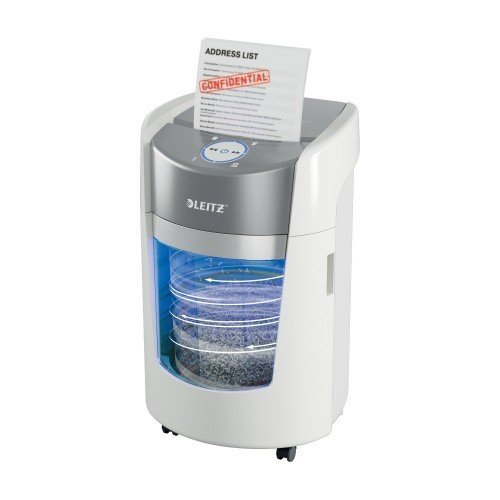 Leitz IQ OptiMax Small Office 350 Micro Cut Paper Shredder Security P5 22L - White