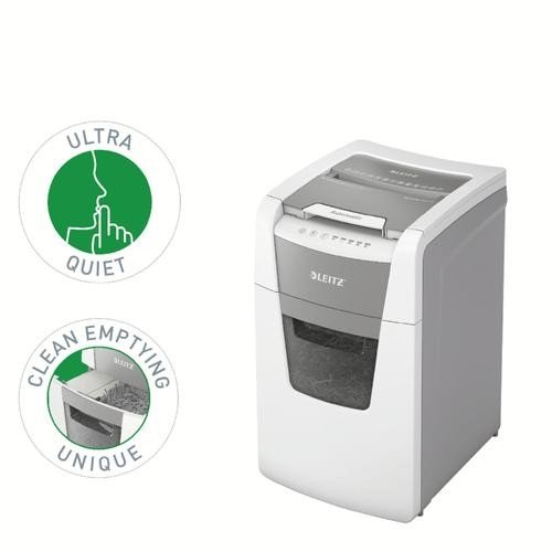 Leitz IQ Autofeed Office 150 Automatic CrossCut Paper Shredder P4 White 80131000